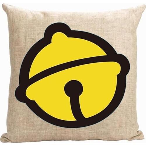 Bell pillow cover, cute Japanese creative cartoon Animation Doraemon cat small bell christmas tree throw pillow cover