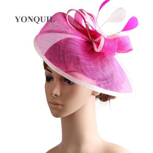Fancy Color Sinamay Fascinator Headwear Colorful Mesh Feather Wedding Party Show Hair Accessories Millinery Cocktail Hats MYQ082