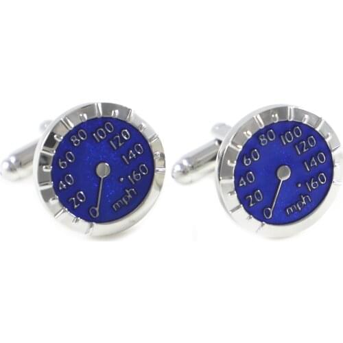 Novelty Round Blue Vehicle MPH Meter Cuff Links Fathers Day Birthday Gift Cuff Links Wedding Cuff Links