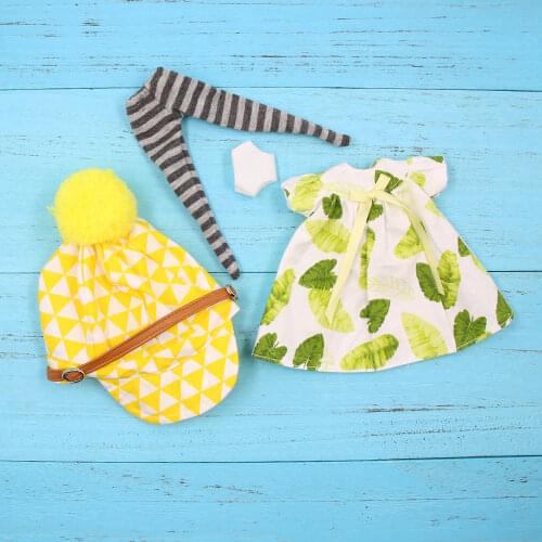 DBS Blyth icy clothes for 1/6 doll yellow hat dress with stockings underwear outfit joint normal body licca BJD girl gift