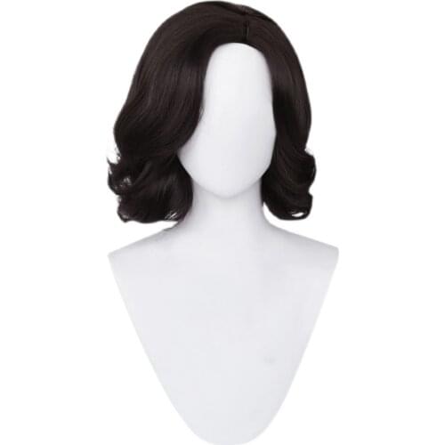 Village Alcina Dimitrescu Cosplay Wig Vampire Madam Biohazard Village Short Black Curly Synthetic Hair Lady Dimitrescu Wig