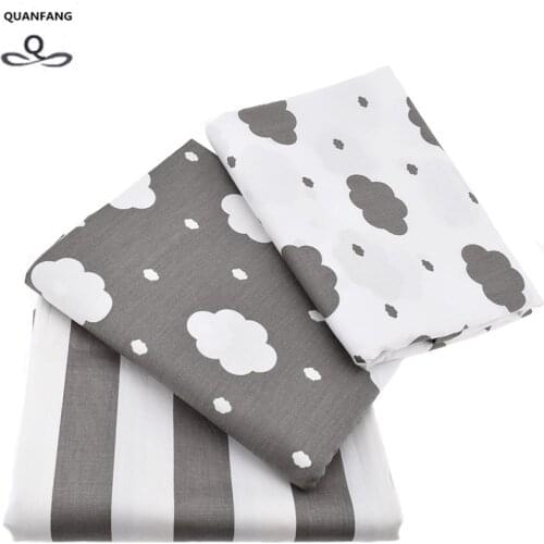 QUANFANG Clouds Printed Twill Cotton Fabric Sewing DIY Quilting Gray Sky Tissue Baby Bed Sheets Sleepwear Children Dres Material