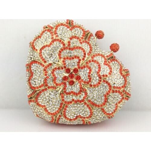 Red Wedding Brides evening Dress bags Crystal Box Evening Bag Flower Diamond Prom Party Clutch Purse Women Handbag banquet Bags