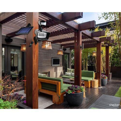 New remote control solar lamp led radar induction waterproof stainless steel outdoor billboard spotlights cast light wall lamp