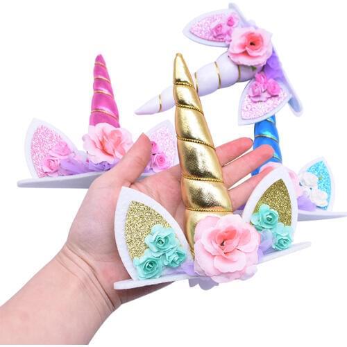 15cm Kids Birthday Party Decoration Unicorn Horns Cake topper Cake Accessories Girls Daughter Unicornio Party Favors Gift