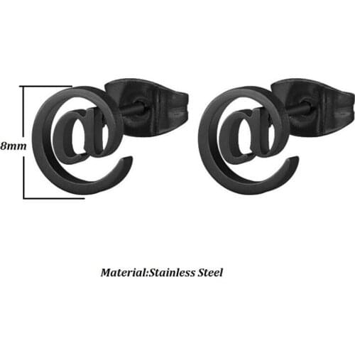 Stainless Steel Jewelry Simple Letter @ Stud Earrings for Women Trending Punk Rock Earring Ear Gifts for Girls