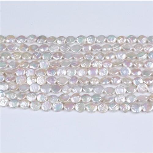 AA grade 11-12mm natural freshwater real pearl coin shape pearl strands