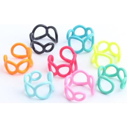 2021 Summer Fashion Colorful Round Chain Copper Metal Ring Candy Color Geometric Opening Rings for Women Party Finger Jewelry