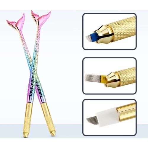 1pc Beauty Mermaid Manual Tattoo Pen Machine Permanent Makeup Eyebrow Hand Tool 3D Microblading Eyebrow Tattoo Tool Supply