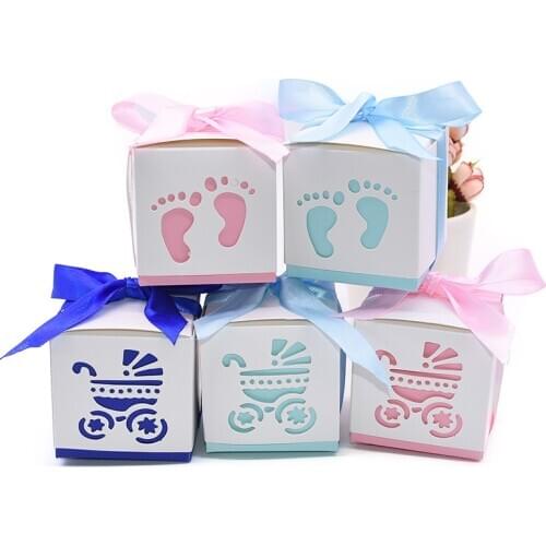 10Pcs Baby Shower Favor Boxes Candy Gift Package Bags for Birthday Babyshower Party Supplies Boy Or Girl Gender Reveal Gifts Box
