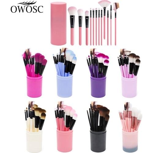 OWOSC 12Pcs Makeup Brushes Sets Eyeliner Eye Shadow Foundation Blush Cosmetic Powder Blending Beauty Make Up Kit Tools Maquiagem