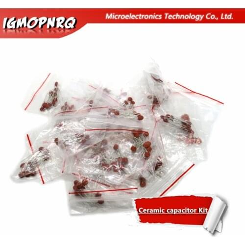 30 values*10pcs 300pcs Ceramic capacitor 2PF-0.1UF component diy samples kit 2PF 3PF 5PF 10PF 15PF 22PF 30PF 33PF 100NF etc