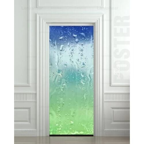 Drops Rain Window Dew 3D Door Sticker Diy Waterproof Pvc Mural Decor Film Home Door Decoration Modular Print Selfadhesive Poster