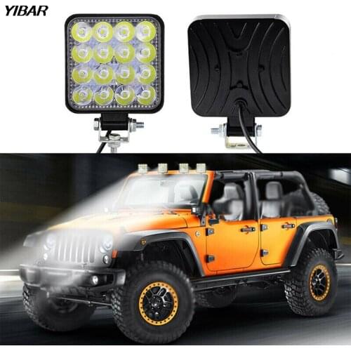 48W 16LED Work Light Flood Beam Bar Car ATV Off-Road Driving Fog Lamps 12V/24V