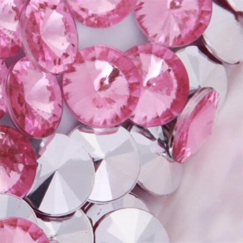 8MM-16MM DIY Bling Lt Pink Color Satellite Faceted Acrylic Rhinestones Pointback Acrylic Stone Hand Craft Art Decoration