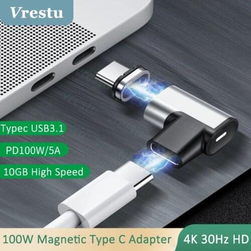 24Pins Magnetic Type C to Type C Adapter 100W Quick Charge USB3.1 Data Sync Converter 4K HD for Xiaomi Mi Redmi Samsung iPad Pro
