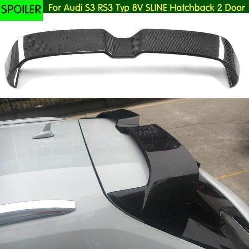 Car Carbon Fiber Rear Roof Spoiler Window Wings Lip for Audi S3 RS3 A3 Typ 8V SLINE Hatchback 4 Door 2014 - 2018 Not fit 2 Door