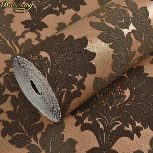 Beibehang Damascus suede flocking Wall covering papel de parede 3d WallPaper Roll Living room Bedroom wall papers home decor
