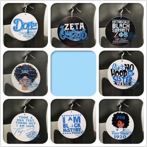 Free Shipping!2021 Zeta Beta Phi Wooden Earrings