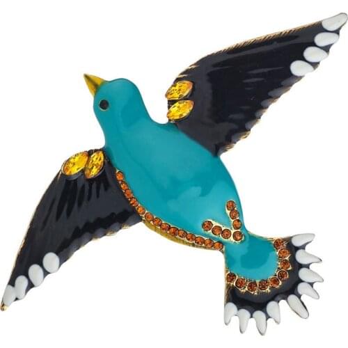 Fashion Cartoon Eagle Brooch Animal Bird Crystal Enamel Pins Men and Women Suit Shirt Lapel Pin Clothing Jewelry Brooches