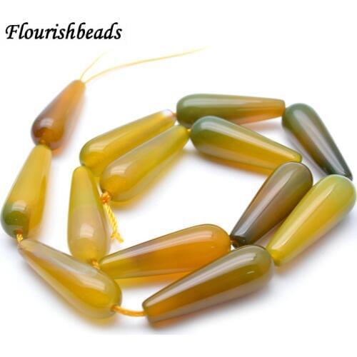 10X30mm Smooth Lemon Yellow Agate Long Drop Stone Loose Beads 5 strands per lot Jewelry making