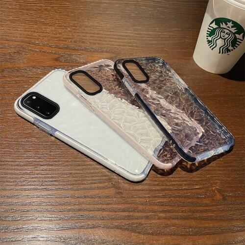 Diamond Pattern Gradient Clear Phone Case For Samsung Galaxy S20FE S20 S20Plus S20Ultra Soft TPU Cover