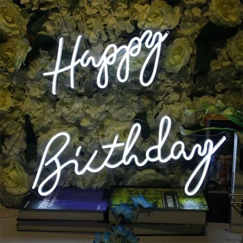 Happy Birthday Neon Light Sign Custom Outdoor Waterproof Led Flex Art Bar Pub Club Wall Hanging Flexible Neon Decor for Party