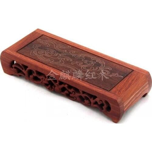 Cheap red wood crafts rosewood inlaid copper ornaments rectangular base several books dragon and phoenix