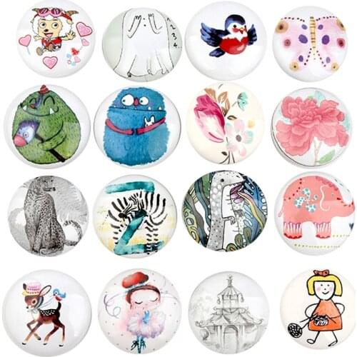 Children Bedroom Cartoon Ceramic Handles Wardrobe Cupboard Drawer Pulls Knobd Single Round Kitchen Door Rural Furniture Handles