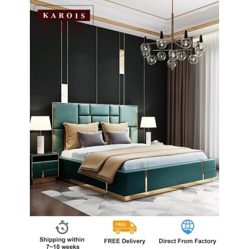 KAROS M97 Light Luxury Double Bed Leather Bed Modern Simple 1.8 Meters Master Bedroom Bed