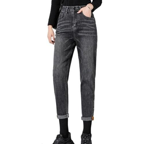 Retro Womens Jeans Mom Jeans Woman High Waist DE Vintage Ankle Length Womens Classic Pants Femme Fashion Washed Gray Jean