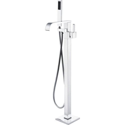 Chrome Floor-standing Bathtub Faucet Bathroom Shower Faucet 360 Rotation Swivel Spout With Brass Hand Tap Mixer Shower