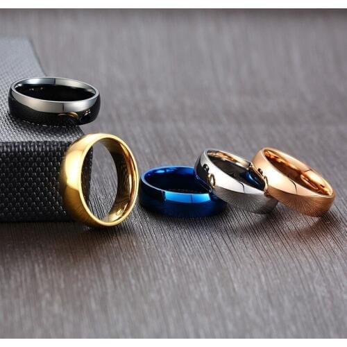 Classic Wedding Bands Rings for Women Men 6mm High Polished Stainless Steel Engagement Unisex Casual Alliance Accessory