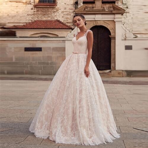 Full Lace Ball Gown Wedding Dress Princess Robe De Mariee Bandage Back Bridal Gowns 2021 Formal Vestidos