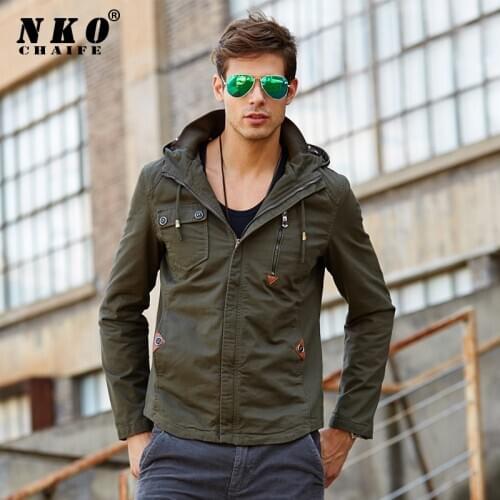 CHAIFENKO Cotton Military Jackets Men Fashion Casual Bomber Flight Men Jacket New Spring Autumn Pilot Cargo Hooded Coat Men 4XL