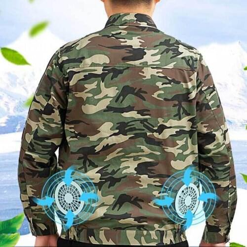 Summer Outdoor Cooling Fan Jacket Mens Air-Conditioning Suit Sun Protection Clothing Wear-resistant Construction Work Clothes