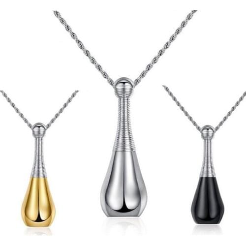 Men Stainless Steel Necklace Fashion Perfume Pendant 3 Colors Gold Black Titanium Pendant Necklace Wholesale
