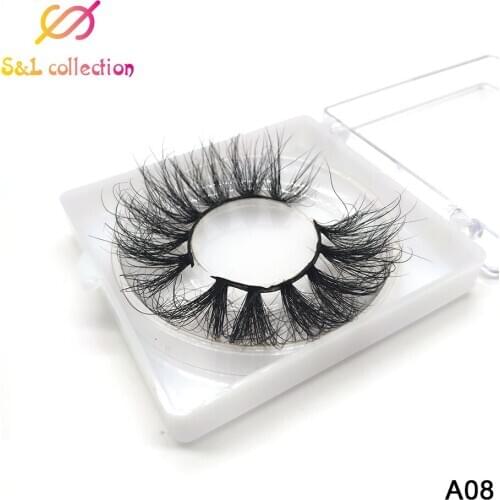 False Eyelashes 25mm 3D Mink Lashes Custom Packaging Label Makeup Dramatic Long Mink Lashes