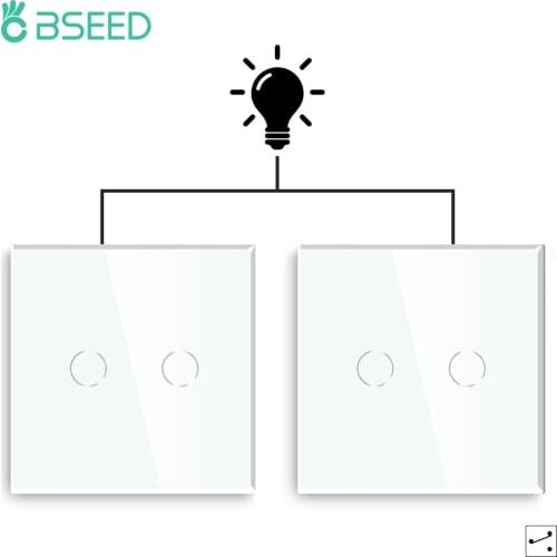 BSEED Wall Light Switch 2Gang 2Way Sensor Switch Led Lamp Switches Darkblue Backlight EU Standard 2Pack 10A Crystal Glass