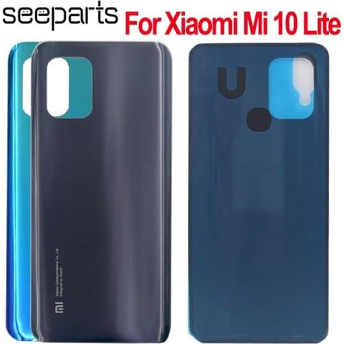 NEW For Xiaomi mi 10 Lite 5G Back Battery Cover Door Rear Glass Housing Replacement For Xiaomi Mi 10 Lite Battery Cover housing