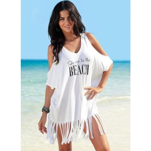 New Ladies Summer Women Dress Large Swimwear Casual Tassel Off Shoulder Sheer Beach Maxi Wrap Dress