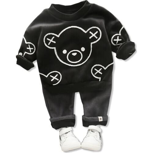 New Winter Baby Boys Girls Clothes Suit Children Thicken Warm T Shirt Pants 2 Piece Set Toddler Fashion Costume Kids Tracksuits