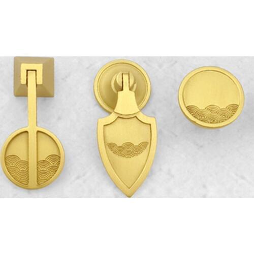 New Chinese style pure copper creative carved pendant drawer shoe cabinet TV cabinet bathroom cabinet cupboard door knob handle