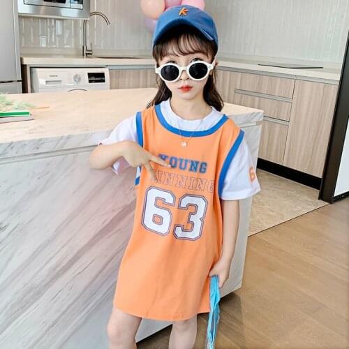 Girl Dresses Kids Clothes Summer New Girls Korean Fashion Casual Short Sleeve Dress Childrens Clothing