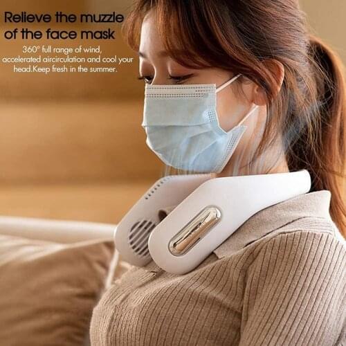 Portable Neck Fan Hands Free Bladeless Fan Rechargeable Wearable USB Fan Headphone Design Hanging Fan