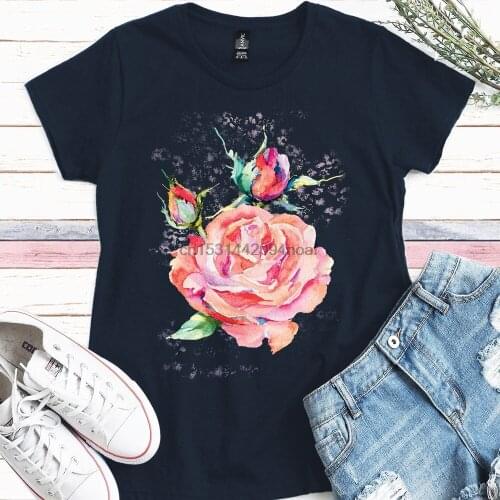 Pink Rose Garden Fitted Shirt Womens Fashion Fit Roses T Shirt for Gardeners + Florists and Flower Lovers