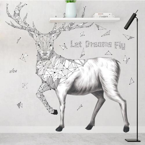 Simple Black And White Deer Wall Sticker Modern Nordic Art Poster Animal Paintings for Living Room Wall TV Background Room Decor