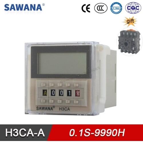 Time Relay Digital Time SWITCH ON-delay 8 Modes SPDT 24-240VAC/DC 0.1S-9990H H3CA-A 11 Pins Socket Base LCD Timer RELAY