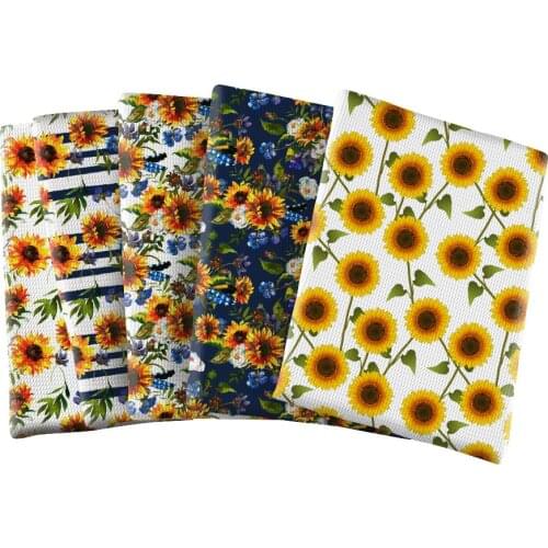Printed Twill Polyester Sunflower Cloth Cotton Fabric For Kids Bedding Home Textile Sewing Girl Dress 50*145CM
