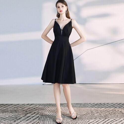 Sexy Cocktail Dresses V-Neck Spaghetti Straps Sleeveless Party Gowns Vestido Backless Coctel 2020